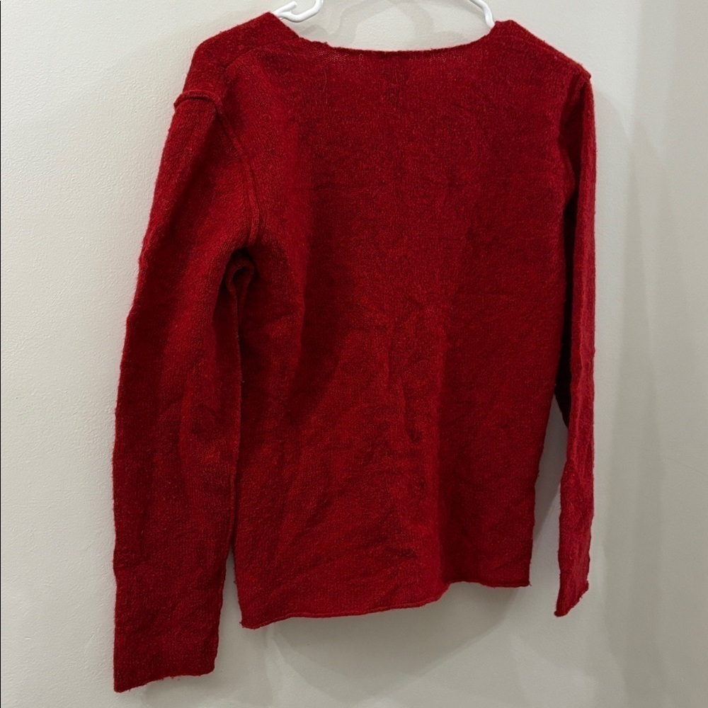 Eileen Fisher Vibrant Red Knit sweater - small - wool blend - Vneck - Picture 4 of 4